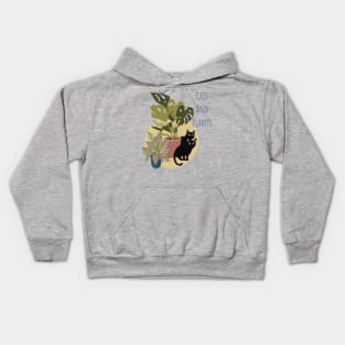 Two Black Cats With Plants Kids Hoodie